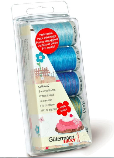 Gutermann Threads Gutermann Thread Set: Cotton 30: 5 x 300m: Greens/Blues  - The Sewing Studio for sale UK - The Sewing Studio