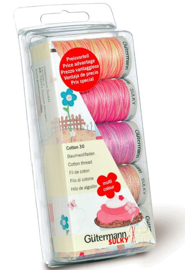 Gutermann Threads Gutermann Thread Set: Cotton 30: 5 x 300m: Pinks/Purples  - The Sewing Studio for sale UK - The Sewing Studio