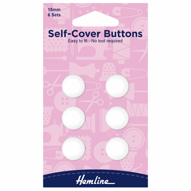 Self-Cover Buttons: Nylon: 15mm diameter
