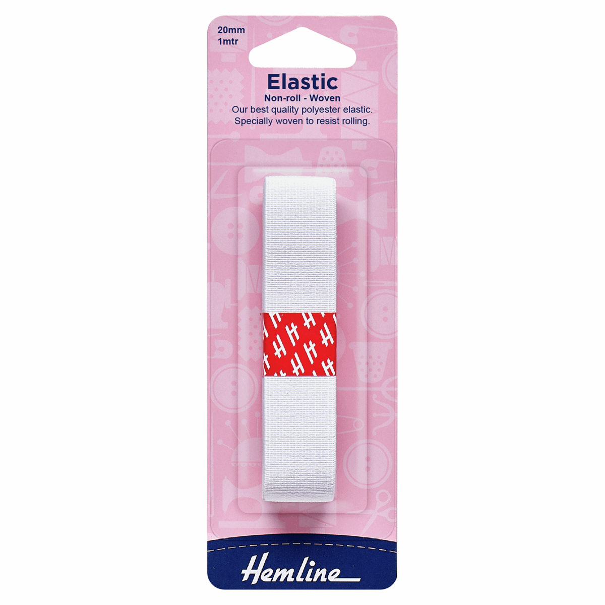 Elastic: Woven Non-Roll: White: 1m x 20mm