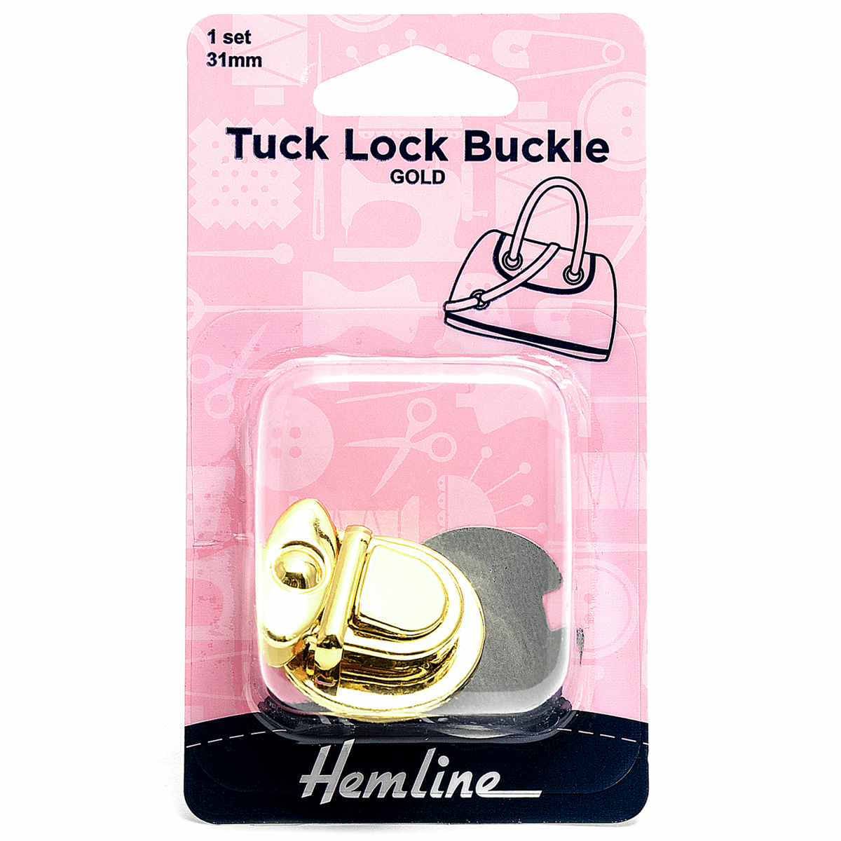 Hemline Eyelets & Fastenings Bag Buckle Tuck Lock 31mm Gold  - The Sewing Studio