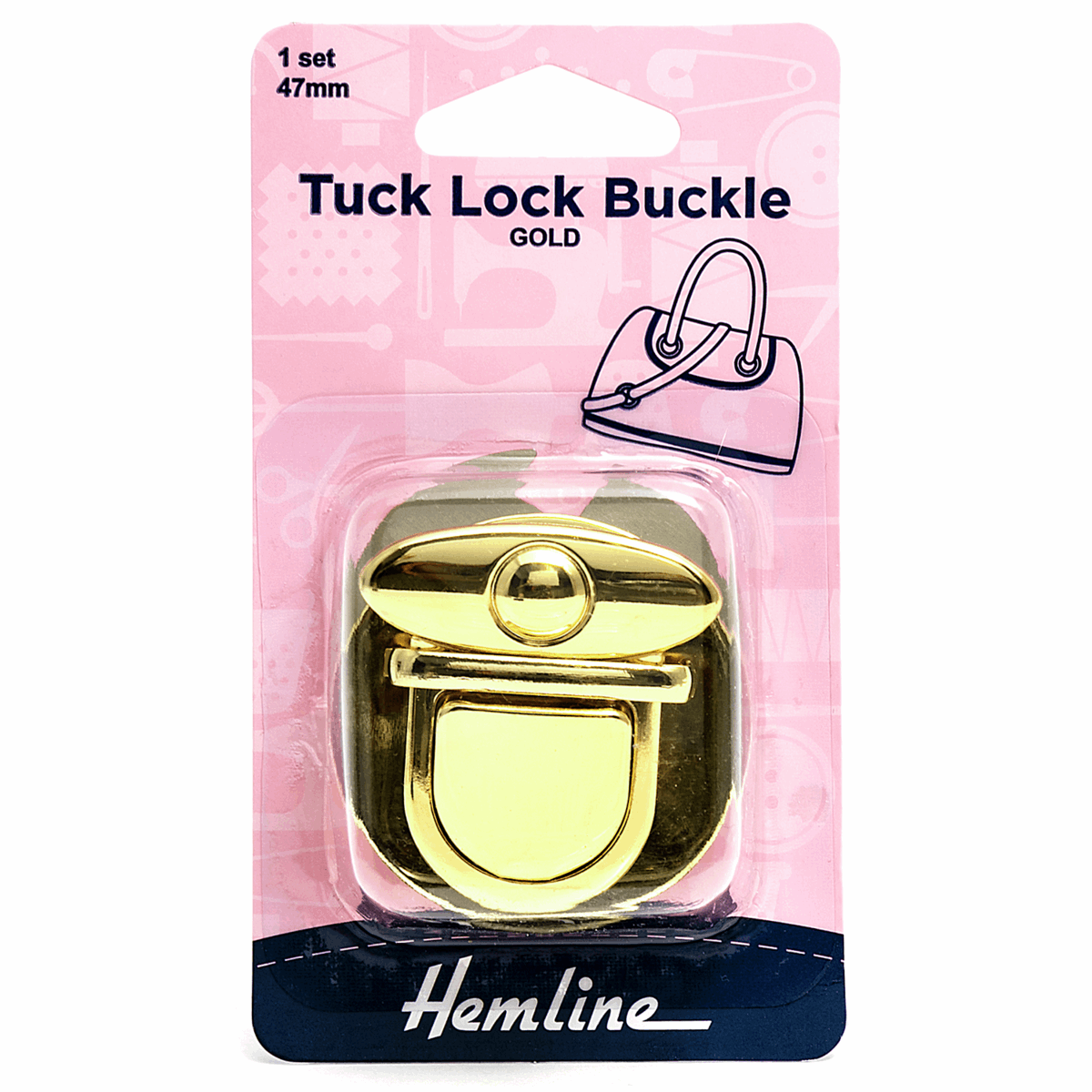 Hemline Eyelets & Fastenings Bag Buckle Tuck Lock 47mm Gold  - The Sewing Studio