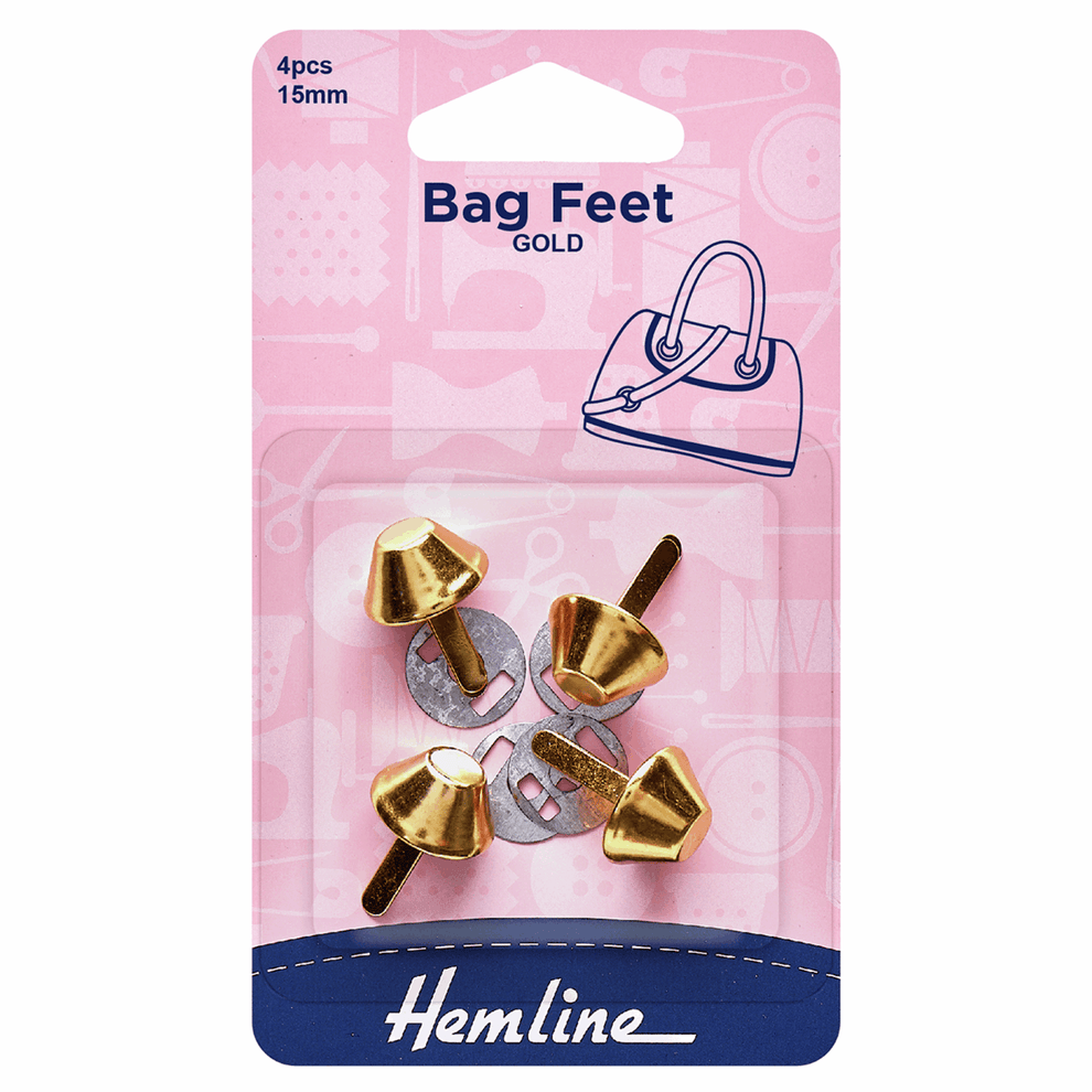 Hemline Eyelets & Fastenings Bag Feet Base Nails: 15mm: Gold: 4 Pieces  - The Sewing Studio