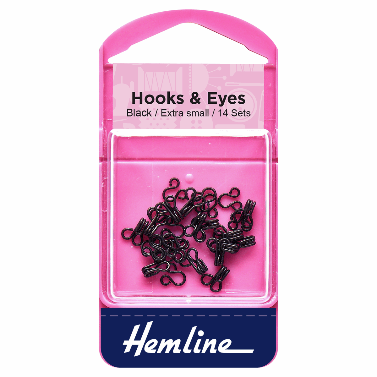 Hemline Eyelets & Fastenings Hook and Eye Black Size 0  - The Sewing Studio