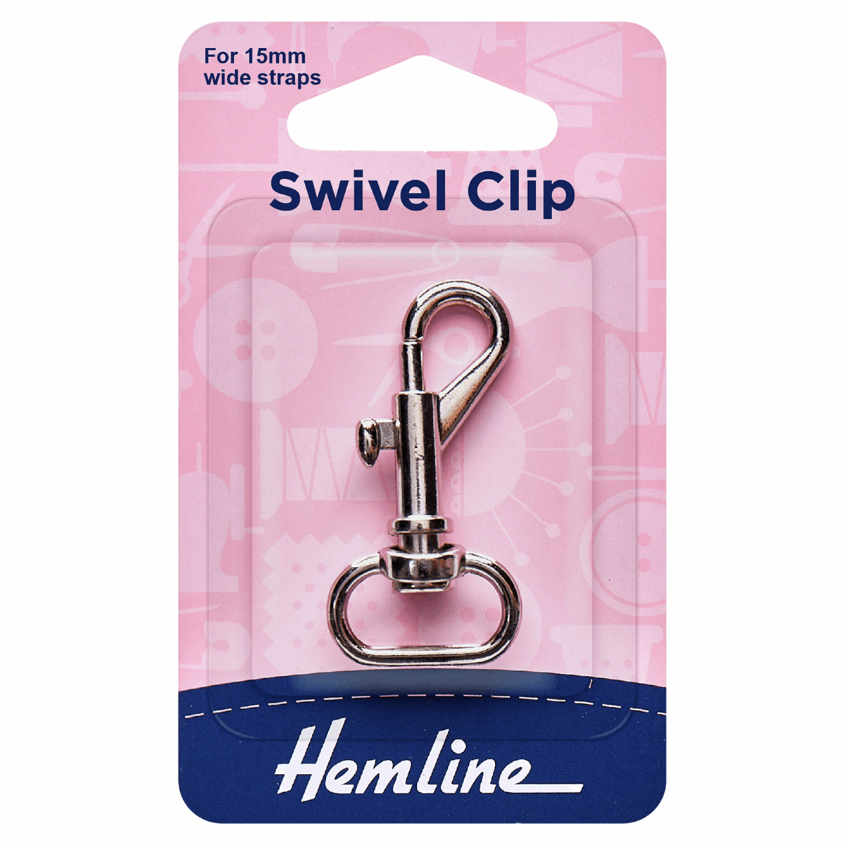 Hemline Eyelets & Fastenings Swivel Clip: Nickel: 15mm  - The Sewing Studio