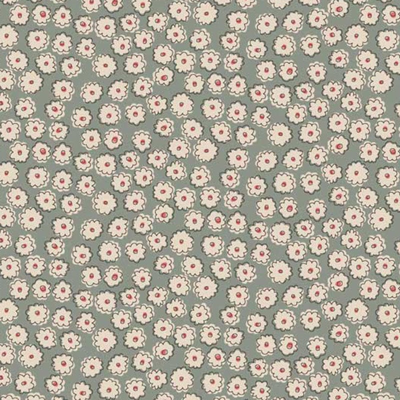 Henry Glass Fabric Anni Downs Market Garden Fabric Carnation Toss Green 2901-17  - The Sewing Studio