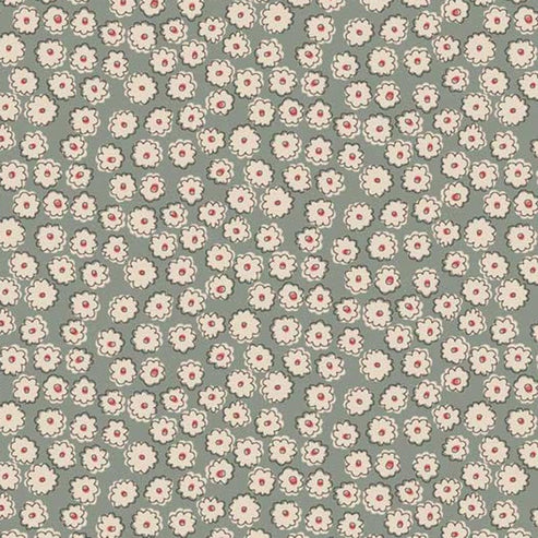 Henry Glass Fabric Anni Downs Market Garden Fabric Carnation Toss Green 2901-17  - The Sewing Studio