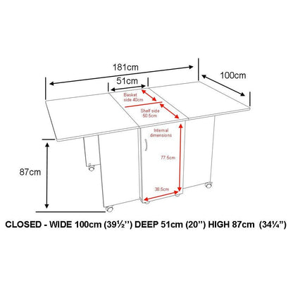 Horn Sewing Cabinets Horn Maxi Hobby Table White  - The Sewing Studio