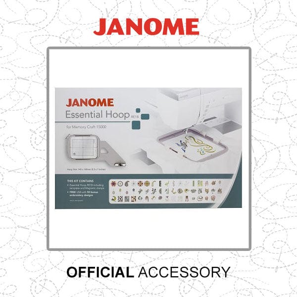 Janome Sewing Machine Accessories Janome Hoop (Re18) 140x180mm Kit Includes Usb Flash Drive Containing 50 Embroidery Designs 862407007  - The Sewing Studio