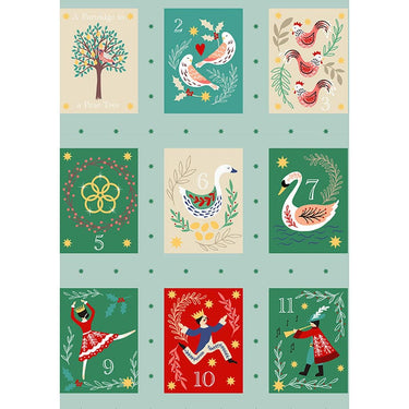 Lewis & Irene 12 Days of Christmas Squares on Blue C77-2