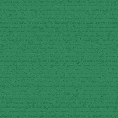 Lewis And Irene 12 Days Of Christmas Fabric Green Script C78-2