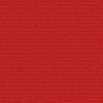 Lewis and Irene Fabric Lewis And Irene 12 Days Of Christmas Fabric Red Script C78-3  - The Sewing Studio