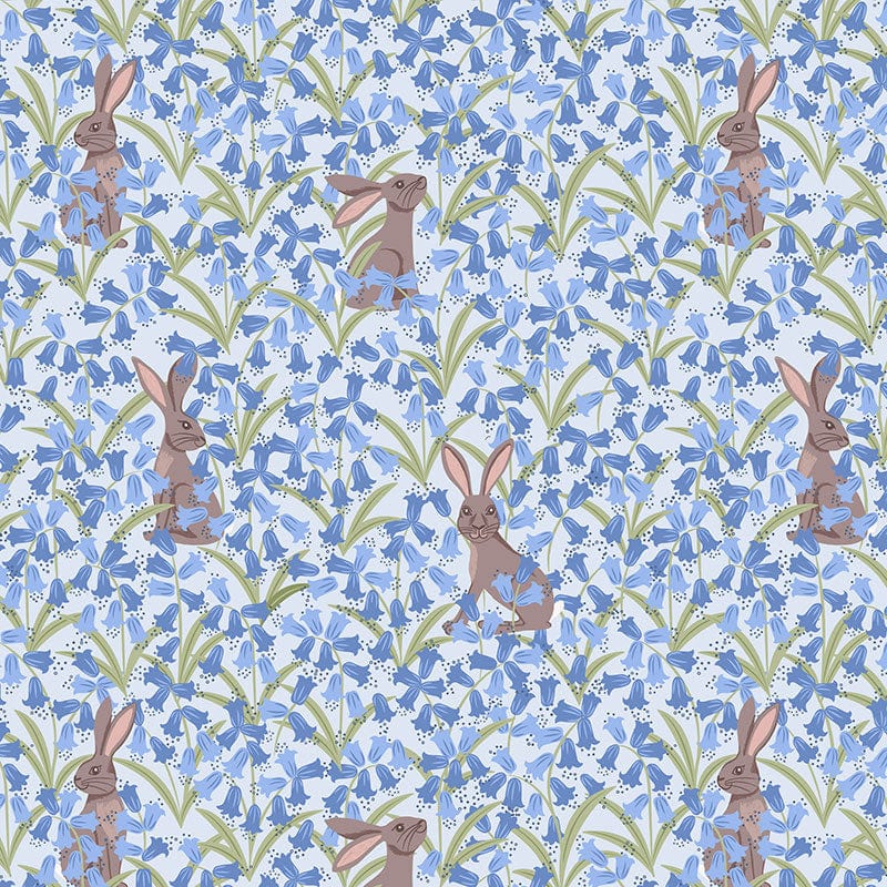 Lewis and Irene Fabric Lewis And Irene Bluebell Wood Reloved Fabric Bluebell Hare On Blue A638-1  - The Sewing Studio