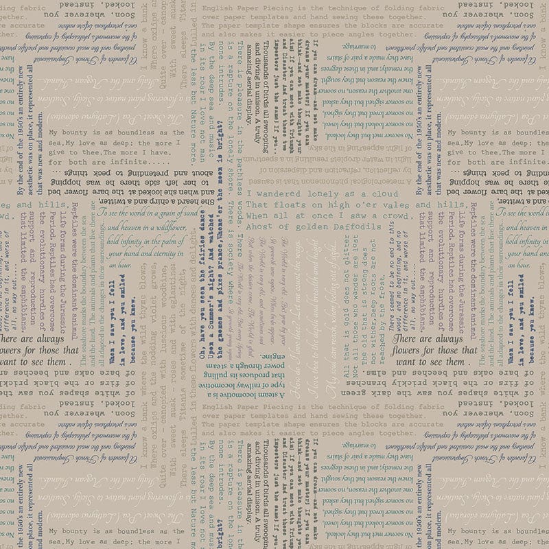 Lewis and Irene Fabric Lewis And Irene Bookworm Text On Beige A551-3  - The Sewing Studio