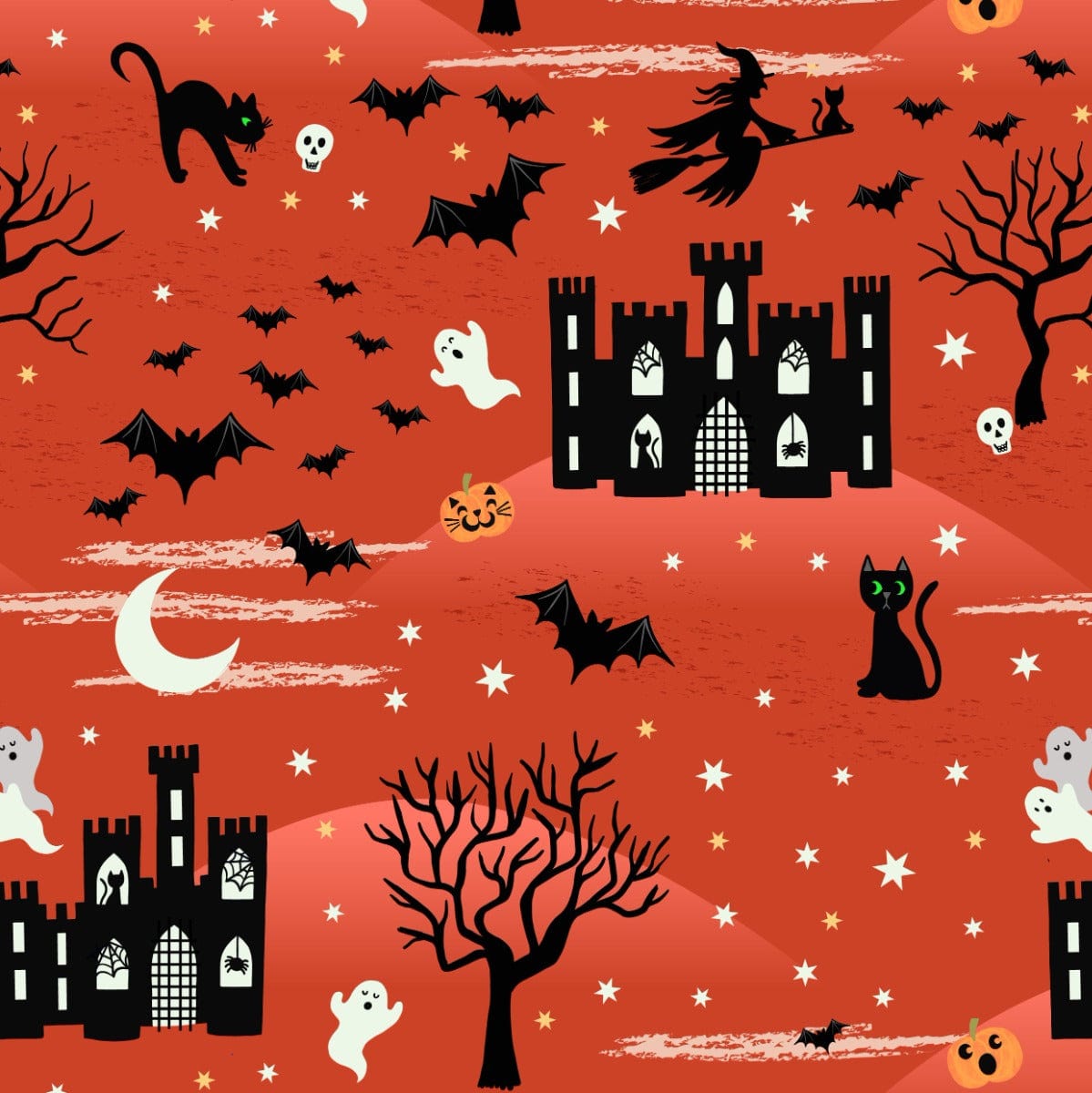 Lewis and Irene Fabric Lewis and Irene Castle Spooky Orange Glow in The Dark  - The Sewing Studio