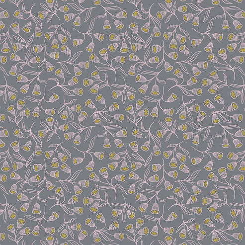 Lewis and Irene Fabric Lewis And Irene Enchanted Enchanted Flowers On Grey With Gold Metallic A544-1