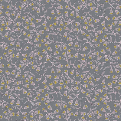 Lewis and Irene Fabric Lewis And Irene Enchanted Enchanted Flowers On Grey With Gold Metallic A544-1