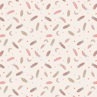 Lewis and Irene Fabric Lewis And Irene Enchanted Feathers Stars On Cream With Copper Metallic A545-1