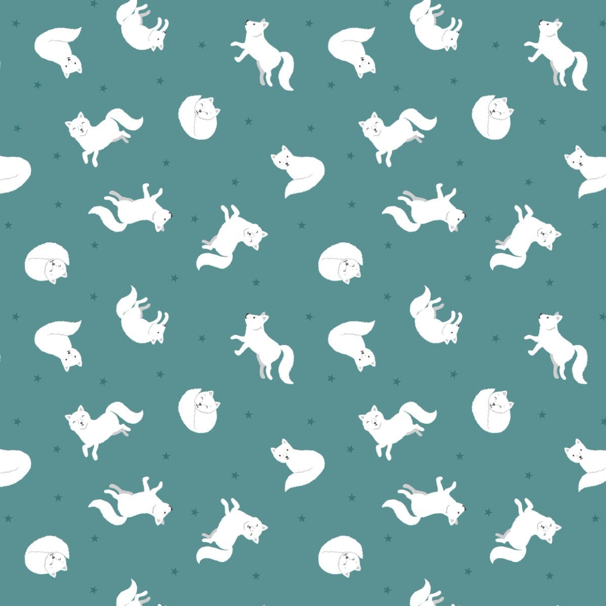 Lewis and Irene Fabric Lewis and Irene Fabric Small Things Polar Animals Artic Fox Iced Teal  - The Sewing Studio