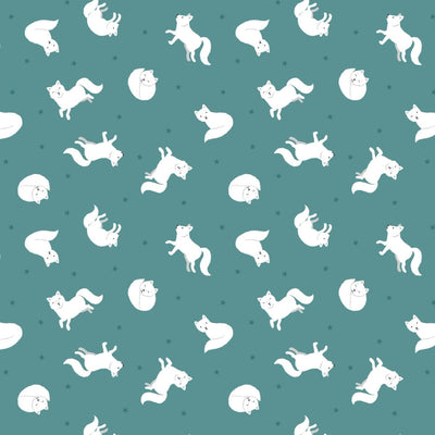 Lewis and Irene Fabric Lewis and Irene Fabric Small Things Polar Animals Artic Fox Iced Teal  - The Sewing Studio