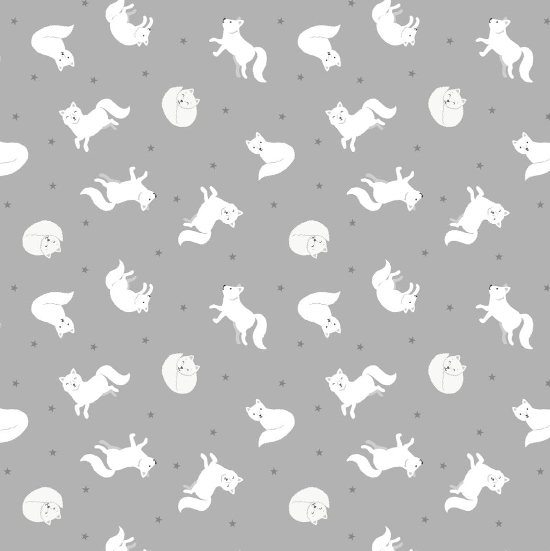 Lewis and Irene Fabric Lewis and Irene Fabric Small Things Polar Animals Artic Fox Silver  - The Sewing Studio