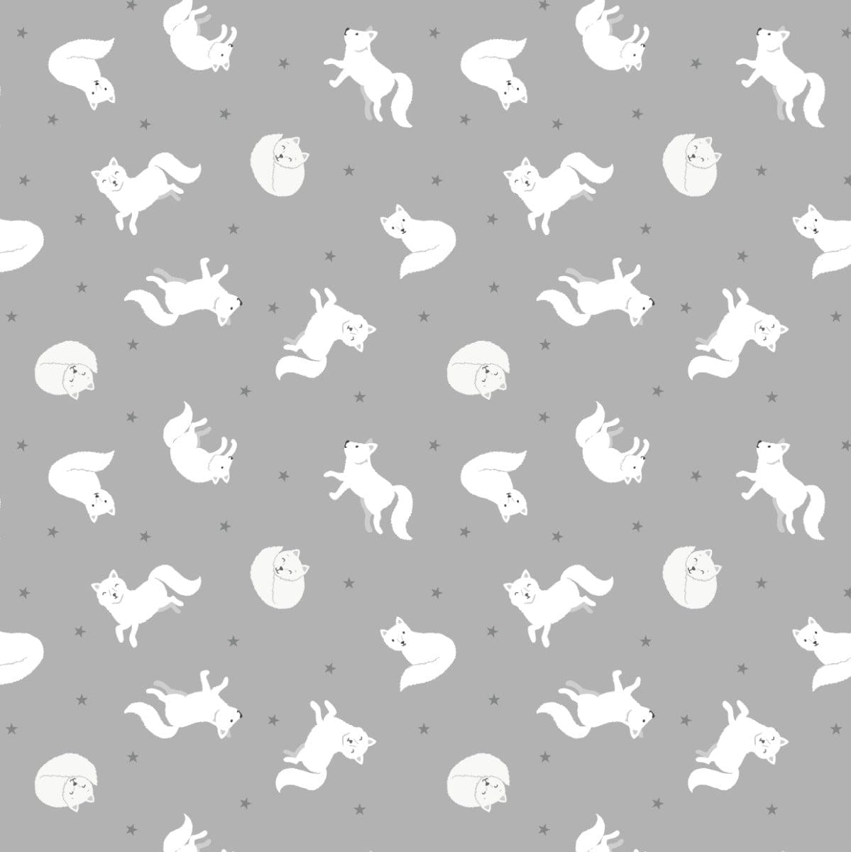 Lewis and Irene Fabric Lewis and Irene Fabric Small Things Polar Animals Artic Fox Silver  - The Sewing Studio