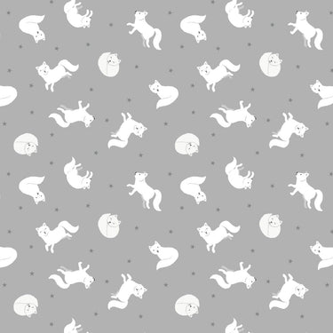 Lewis and Irene Fabric Lewis and Irene Fabric Small Things Polar Animals Artic Fox Silver  - The Sewing Studio for sale UK - The Sewing Studio