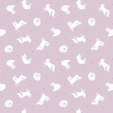 Lewis and Irene Fabric Lewis and Irene Fabric Small Things Polar Animals Artic Fox Winter Pink  - The Sewing Studio for sale UK - The Sewing Studio