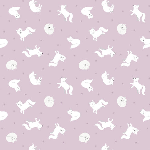 Lewis and Irene Fabric Lewis and Irene Fabric Small Things Polar Animals Artic Fox Winter Pink  - The Sewing Studio