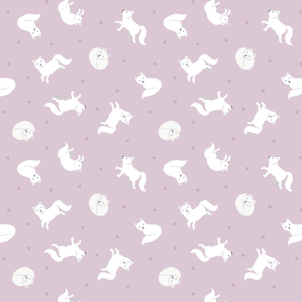 Lewis and Irene Fabric Lewis and Irene Fabric Small Things Polar Animals Artic Fox Winter Pink  - The Sewing Studio