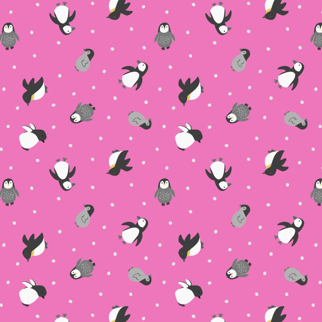 Lewis and Irene Fabric Lewis and Irene Fabric Small Things Polar Animals Penguins Aurora Pink  - The Sewing Studio