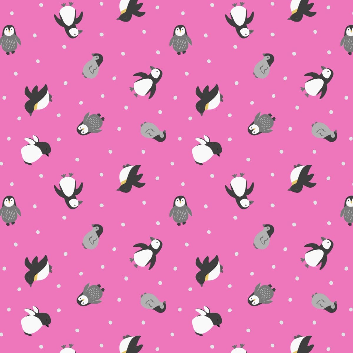 Lewis and Irene Fabric Lewis and Irene Fabric Small Things Polar Animals Penguins Aurora Pink  - The Sewing Studio