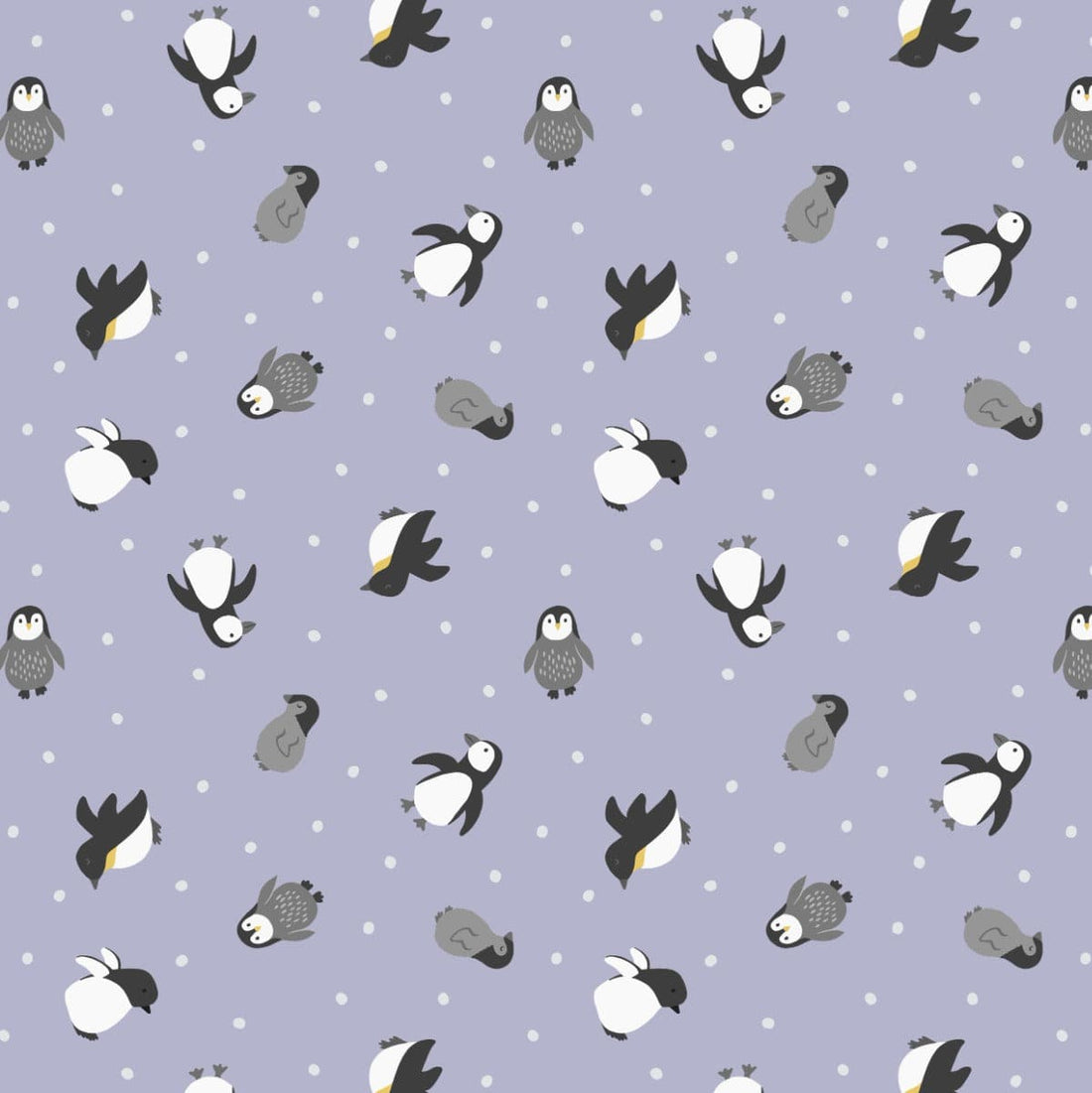 Lewis and Irene Fabric Lewis and Irene Fabric Small Things Polar Animals Penguins Iced Lilac  - The Sewing Studio