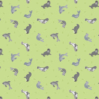 Lewis and Irene Fabric Lewis and Irene Fabric Small Things Polar Animals Seals Iced Lime  - The Sewing Studio