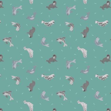 Lewis and Irene Fabric Lewis and Irene Fabric Small Things Polar Animals Seals Marine  - The Sewing Studio for sale UK - The Sewing Studio