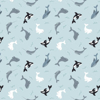 Lewis and Irene Fabric Lewis and Irene Fabric Small Things Polar Animals Whales Icy Blue  - The Sewing Studio