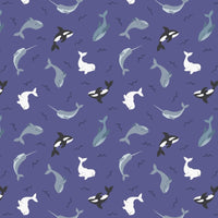 Lewis and Irene Fabric Lewis and Irene Fabric Small Things Polar Animals Whales Indigo Blue  - The Sewing Studio