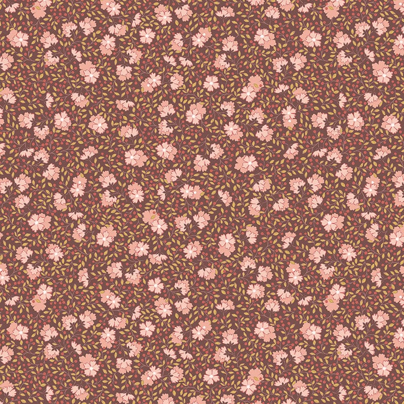 Lewis and Irene Fabric Lewis And Irene Hannahs Flowers Fabric Ditzy Floral On Chocolate A617-3  - The Sewing Studio