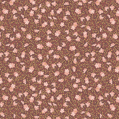 Lewis and Irene Fabric Lewis And Irene Hannahs Flowers Fabric Ditzy Floral On Chocolate A617-3  - The Sewing Studio