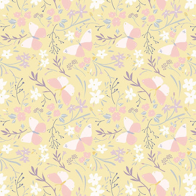 Lewis And Irene Heart Of Summer Fabric Butterfly Dance On Buttercup Yellow CC3-2