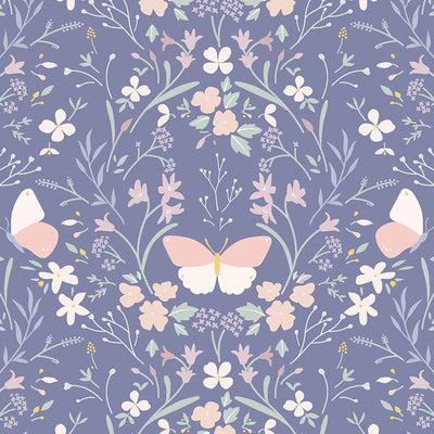 Lewis and Irene Fabric Lewis And Irene Heart Of Summer Fabric Floral Gathering On Dark Hyacinth Blue CC1-3