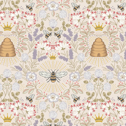 Lewis and Irene Fabric Lewis and Irene Honey Bee Gold Metallic A500.4  - The Sewing Studio