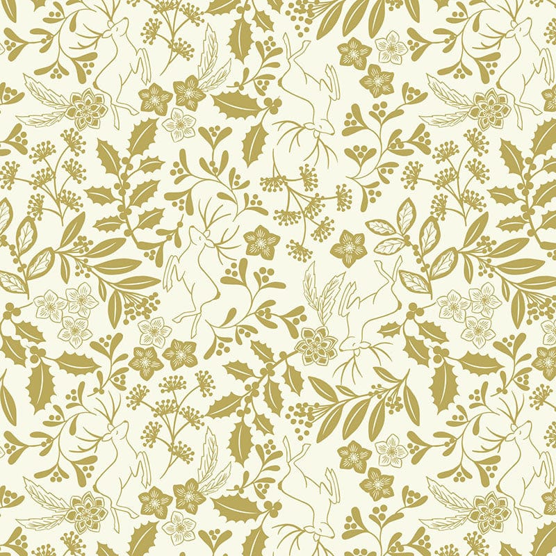 Lewis and Irene Fabric Lewis and Irene Noel Metallic Gold Cream C65.1  - The Sewing Studio