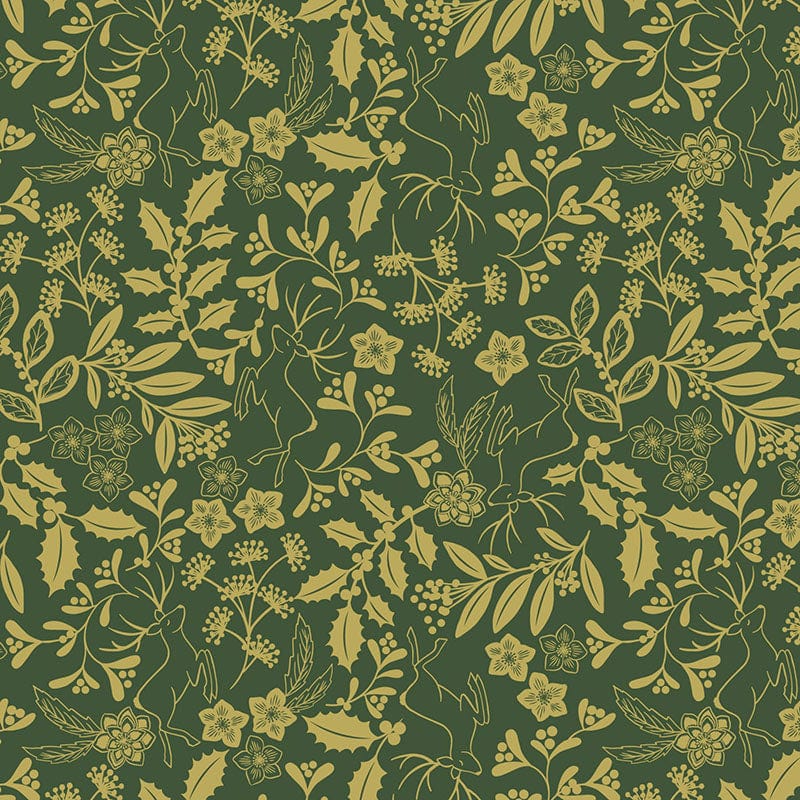 Lewis and Irene Fabric Lewis and Irene Noel Metallic Gold Green C65.3  - The Sewing Studio