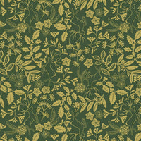 Lewis and Irene Fabric Lewis and Irene Noel Metallic Gold Green C65.3  - The Sewing Studio