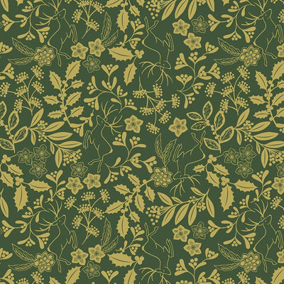 Lewis and Irene Fabric Lewis and Irene Noel Metallic Gold Green C65.3  - The Sewing Studio