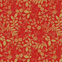 Lewis and Irene Fabric Lewis and Irene Noel Metallic Gold Red C65.2  - The Sewing Studio