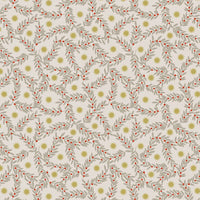 Lewis and Irene Fabric Lewis and Irene Noel Metallic Gold Star and Berries Natural C67.1  - The Sewing Studio