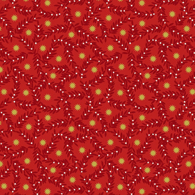 Lewis and Irene Noel Metallic Gold Star and Berries Red C67.3