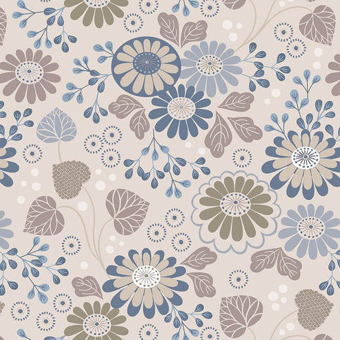 Lewis and Irene Fabric Lewis And Irene Shinrin Yoku Fabric Floral On Natural A639.1  - The Sewing Studio